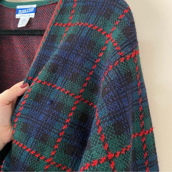 Pendleton• Vintage Wool Tartan Plaid Oversized Fit grampa Cardigan - Picture 14 of 16